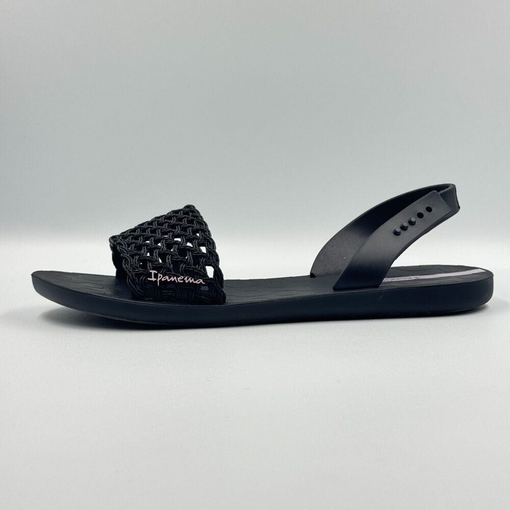 Ipanema Womens 9 Black Breezy 82855 Woven Strap Slingback Sandal Lightweight